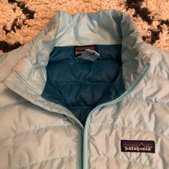 Light Blue Patagonia Puffy Down Vest - Picture 3 of 6
